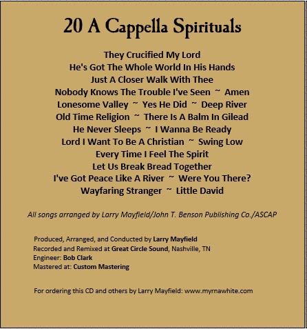 20 A Cappella Spirituals, Larry Mayfield cover 2.jpg